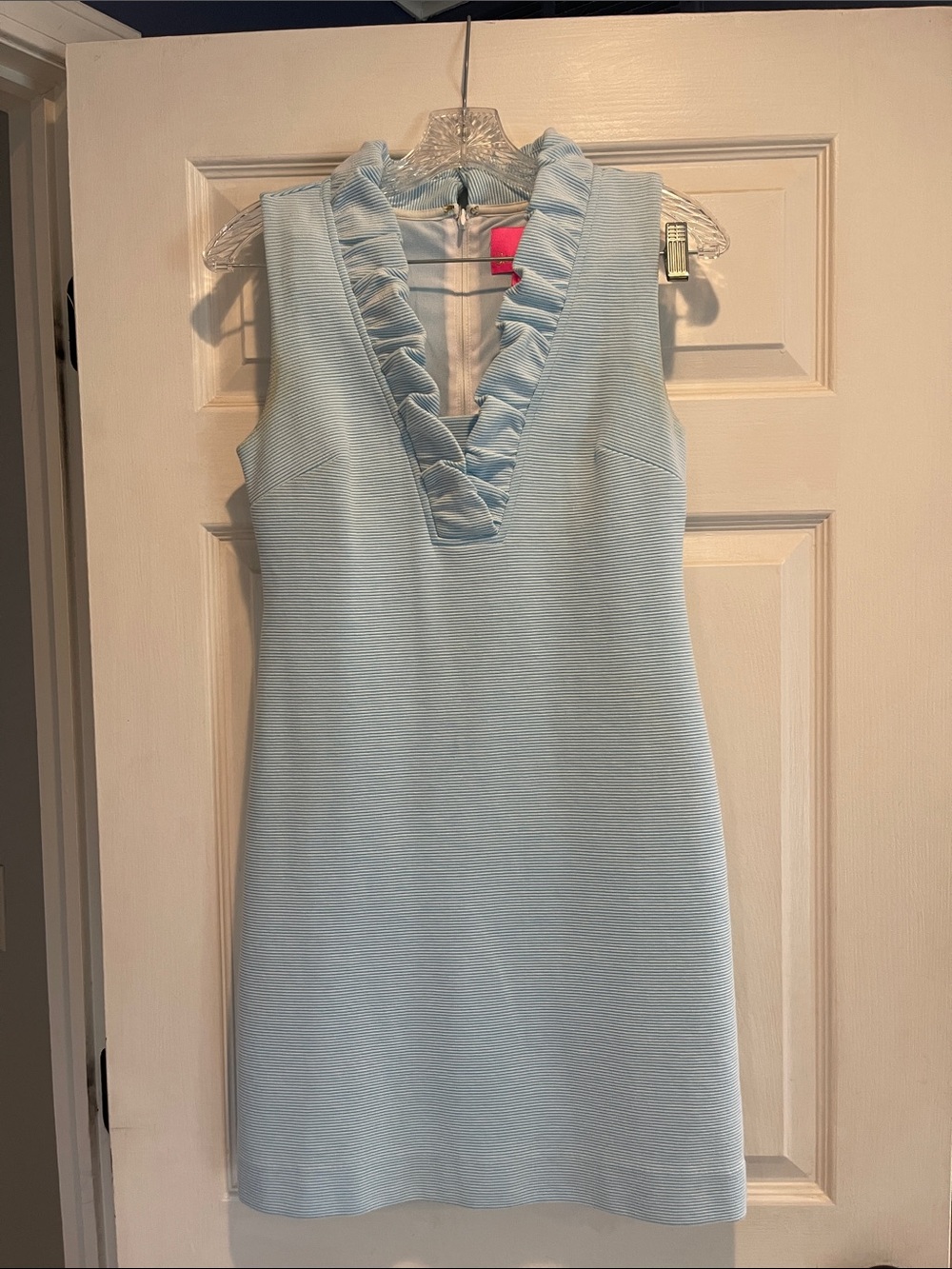 Lilly Pulitzer Pale Blue Ruffle V-Neck Mini Dress
